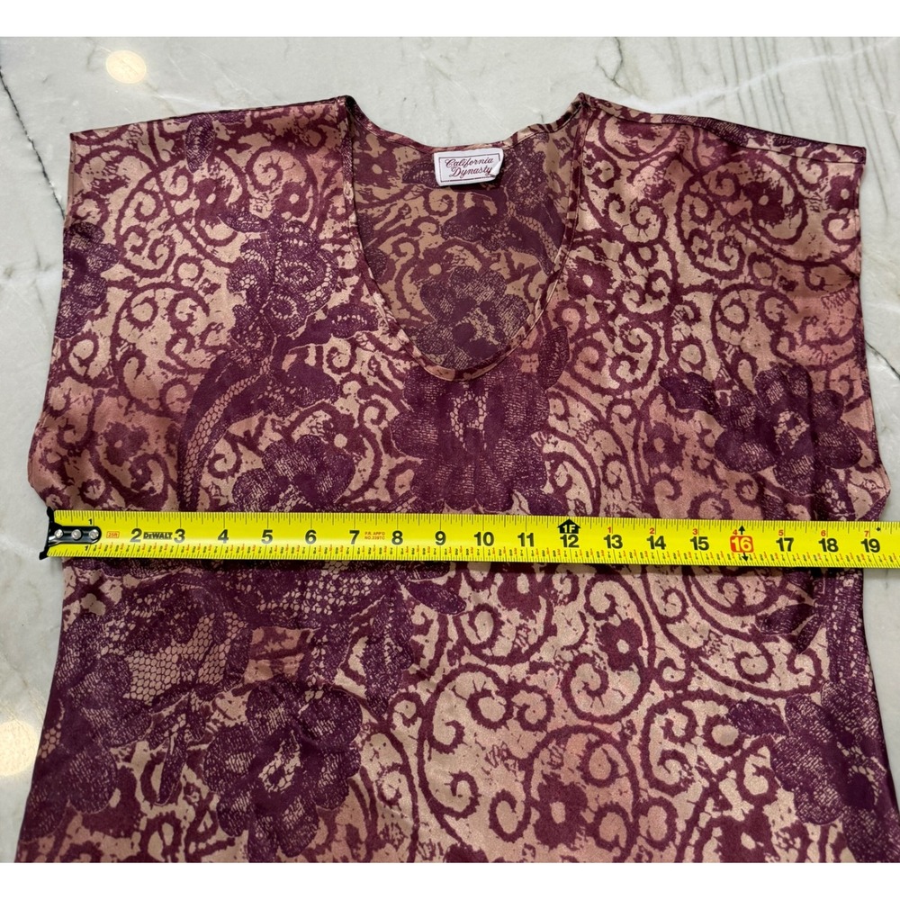 California Dynasty Vintage Mauve Floral Satin Nightgown V-Neck Chemise Sleepwear - Picture 7 of 11